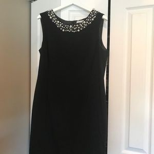 Calvin Klein Black Dress with Pearl Neckline